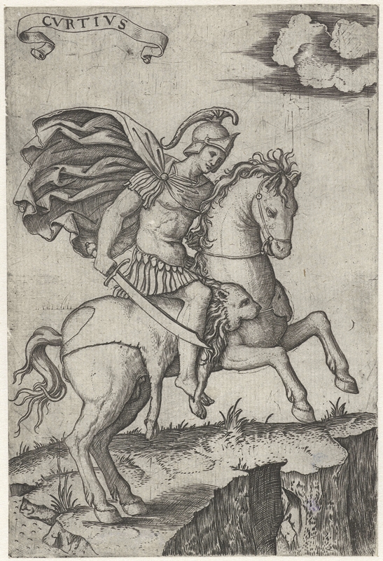 Marcantonio Raimondi, Marcus Curtius, 1500-1527. Bildnachweis: Rijksmuseum Collection, Amsterdam.