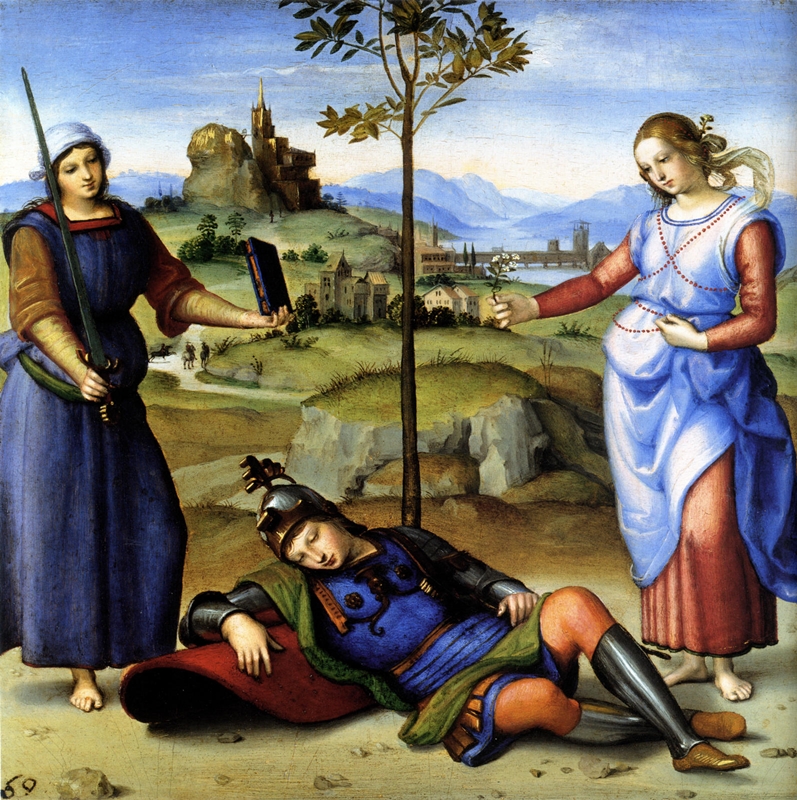Raffael, Der Traum des Ritters, ca. 1504. Bildnachweis: Wikipedia.