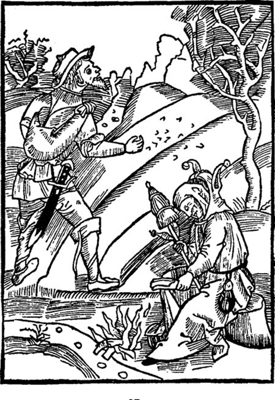 Trägheit und Arbeit (= Illustration aus Sebastian Brants Narrenschiff), 1494. Bildnachweis: gutenberg.spiegel.de.