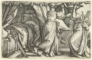 Georg Pencz, Judith und ihre Mage mit dem enthaupteten Holofernes, 1539-1543