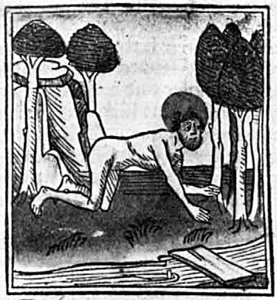 Illustration zu Günther Zainer, Der Heiligen Leben, 1471. Bildnachweis: Husband, T.: The Wild Man. Medieval Myth and Symbolism. 1980, S. 103.