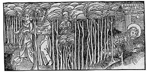 Illustration zu Anton Kobergers, Leben der Heiligen. Nürnberg 1488.Bildnachweis: Husband, T.: The Wild Man. Medieval Myth and Symbolism. 1980, S. 106.