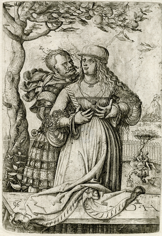 Daniel Hopfer, „Liebespaar“ oder „Ein Landsknecht umarmt eine Frau“, 1525-1535. Bildnachweis: Kunstsammlungen der Stadt Nürnberg.