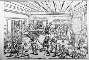 Sebald Beham, Die Spinnstube, 1524.