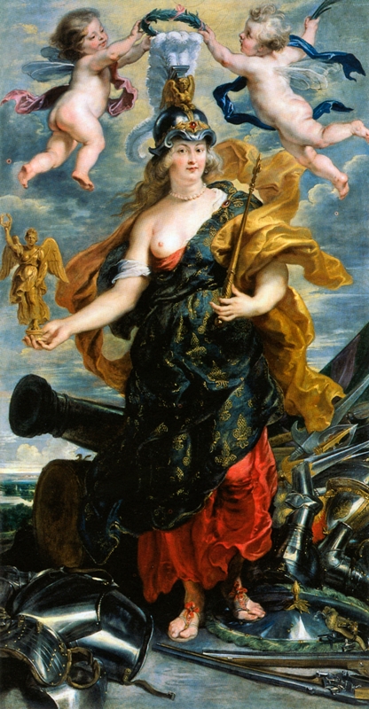 Peter Paul Rubens, Maria de’ Medici als Bellone, 1622-1625. Bildnachweis: Prometheus Bildarchiv (dort nach: Néret, G.: Peter Paul Rubens 1577-1640. Der Homer der Malerei. 2004, S. 50.)