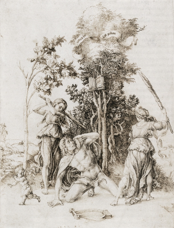 Albrecht Dürer, Tod des Orpheus, 1494. Bildnachweis: Prometheus Bildarchiv (dort nach: Germanisches Nationalmuseum Nürnberg (Hrsg.): Der frühe Dürer, Ausst. Kat., 2012, o.A.)