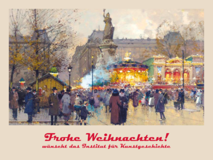Weihnachtskarte mit einem Weihnachtsplatz in Paris