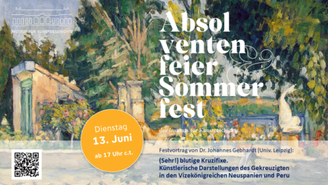 Plakat mit den Infos zur Absolventenfeier mit Sommerfest des Instituts für Kunstgeschichte der FAU 2023