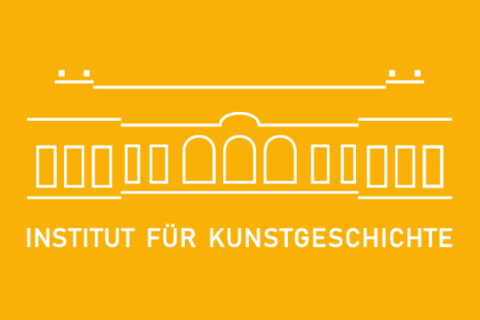Das Logo für das Institut für Kunstgeschichte auf dem PhilFak-Gelben Hintergrund