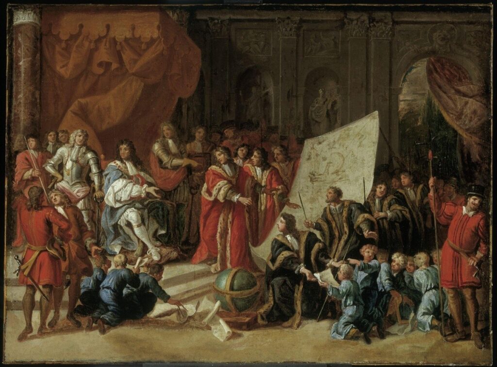 Charles II gibt eine Audienz im Christus Hospital.